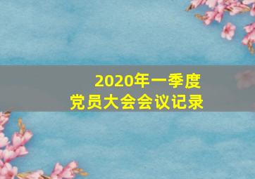 2020年一季度党员大会会议记录