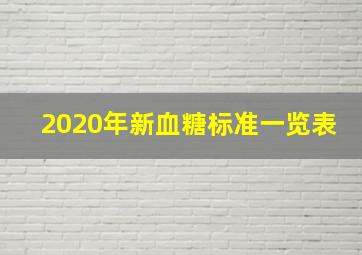 2020年新血糖标准一览表