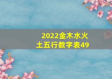 2022金木水火土五行数字表49