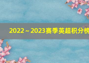 2022～2023赛季英超积分榜