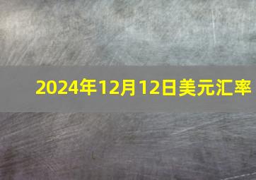 2024年12月12日美元汇率