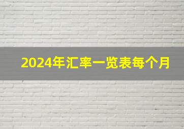 2024年汇率一览表每个月