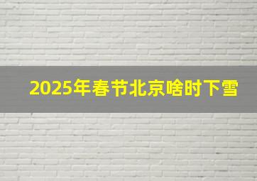 2025年春节北京啥时下雪