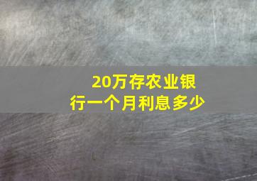 20万存农业银行一个月利息多少