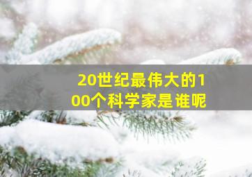 20世纪最伟大的100个科学家是谁呢