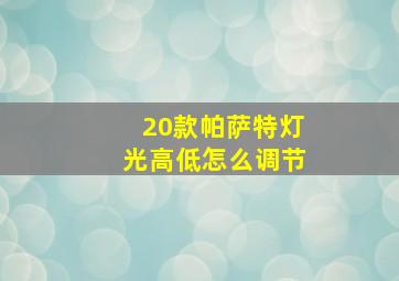 20款帕萨特灯光高低怎么调节