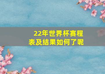 22年世界杯赛程表及结果如何了呢