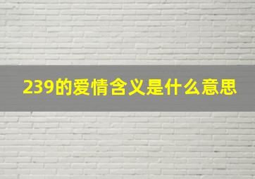 239的爱情含义是什么意思