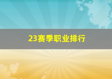 23赛季职业排行