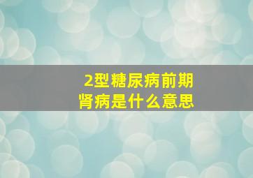 2型糖尿病前期肾病是什么意思