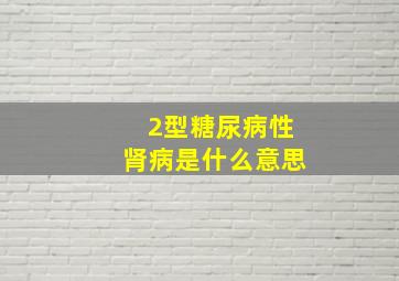 2型糖尿病性肾病是什么意思