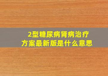 2型糖尿病肾病治疗方案最新版是什么意思