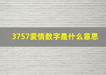 3757爱情数字是什么意思