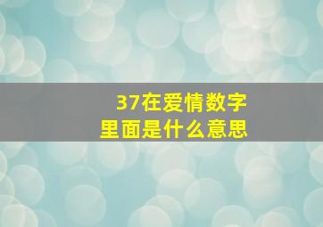 37在爱情数字里面是什么意思