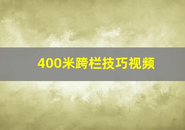 400米跨栏技巧视频