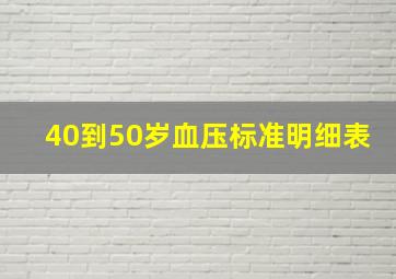 40到50岁血压标准明细表