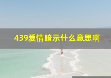 439爱情暗示什么意思啊