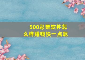 500彩票软件怎么样赚钱快一点呢