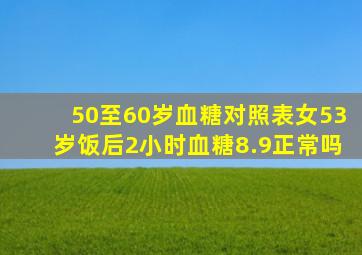 50至60岁血糖对照表女53岁饭后2小时血糖8.9正常吗