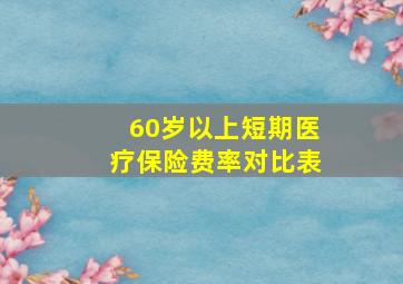 60岁以上短期医疗保险费率对比表