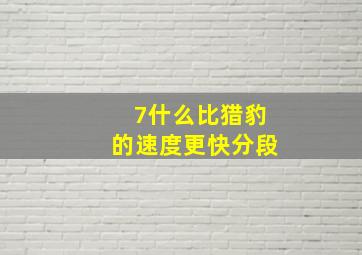 7什么比猎豹的速度更快分段