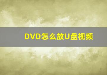 DVD怎么放U盘视频