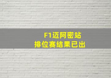 F1迈阿密站排位赛结果已出