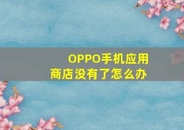 OPPO手机应用商店没有了怎么办