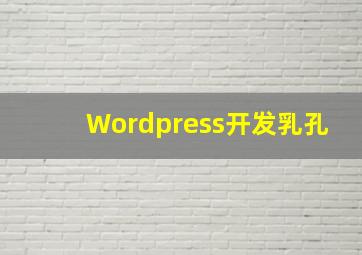 Wordpress开发乳孔