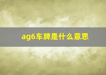 ag6车牌是什么意思