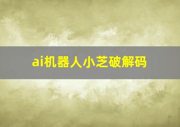 ai机器人小芝破解码