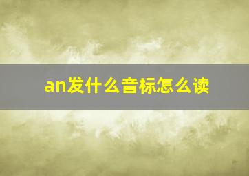 an发什么音标怎么读