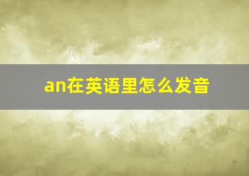 an在英语里怎么发音