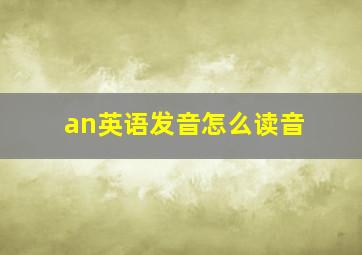 an英语发音怎么读音