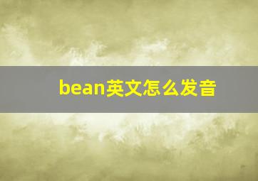 bean英文怎么发音