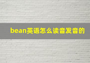 bean英语怎么读音发音的