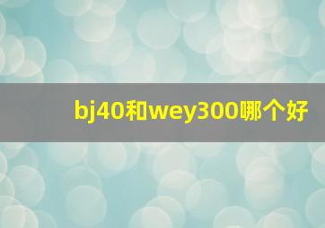 bj40和wey300哪个好