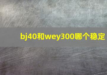 bj40和wey300哪个稳定