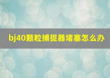 bj40颗粒捕捉器堵塞怎么办