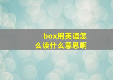 box用英语怎么读什么意思啊