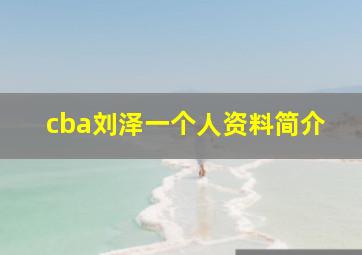 cba刘泽一个人资料简介