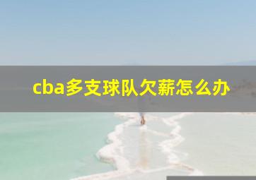 cba多支球队欠薪怎么办