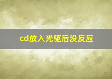 cd放入光驱后没反应