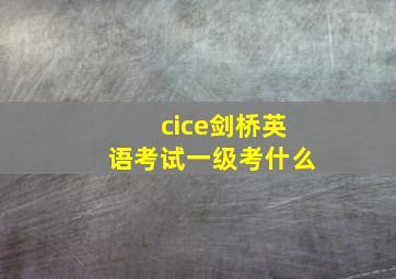 cice剑桥英语考试一级考什么