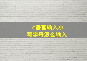 c语言输入小写字母怎么输入