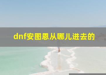 dnf安图恩从哪儿进去的