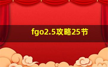 fgo2.5攻略25节