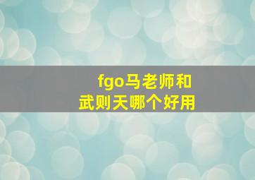 fgo马老师和武则天哪个好用