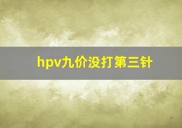 hpv九价没打第三针