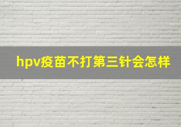 hpv疫苗不打第三针会怎样